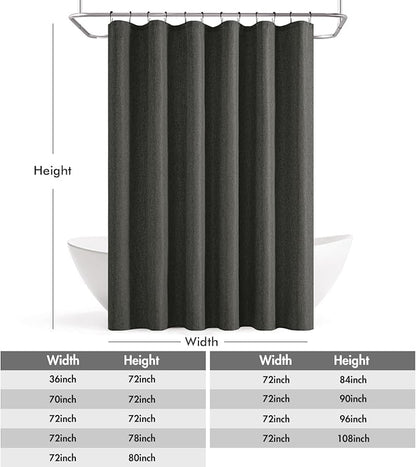 ANRODUO Dark Grey Linen Textured Fabric Shower Curtain Set - W72xL72 | Farmhouse Shower Curtain with 12 Metal Hooks, Waterproof Heavy Duty, Button Hole Design, Machine Washable for Bathroom