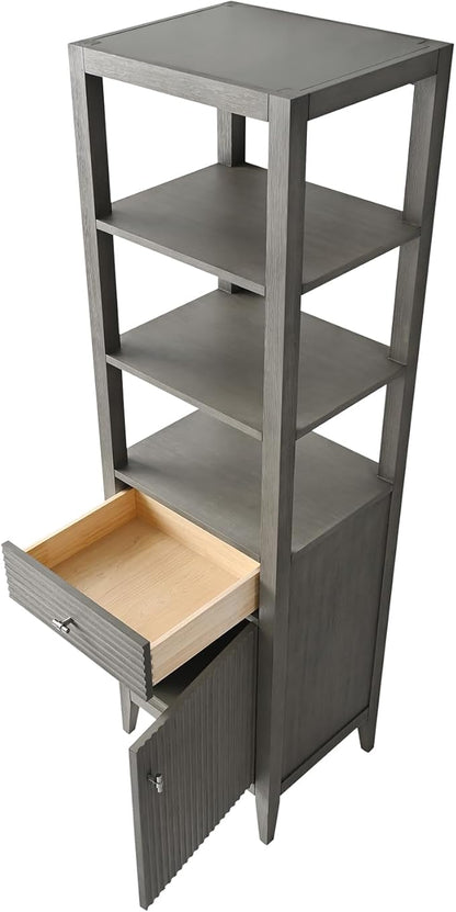 HOMEBEYOND Bathroom Vanity with Storage Cabinet & Shelves, Free-Standing Vanity with Soft-Closing Doors, Golden Brushed Handware, Driftwood Gray,