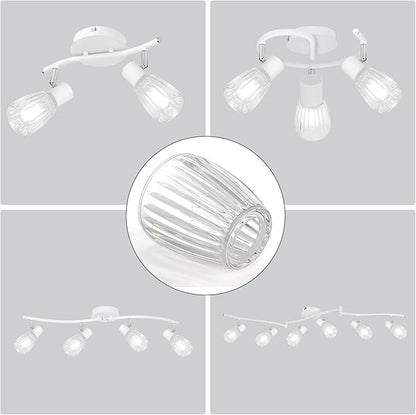 HiBay 2-Pack Lampshades, Clear Striped Bell Glass Shades | Lighting Fixture Accessory Lampshade Cover Replacement, Fit for E12 Base Pendant Lights Table lamp Sconce Chandeliers