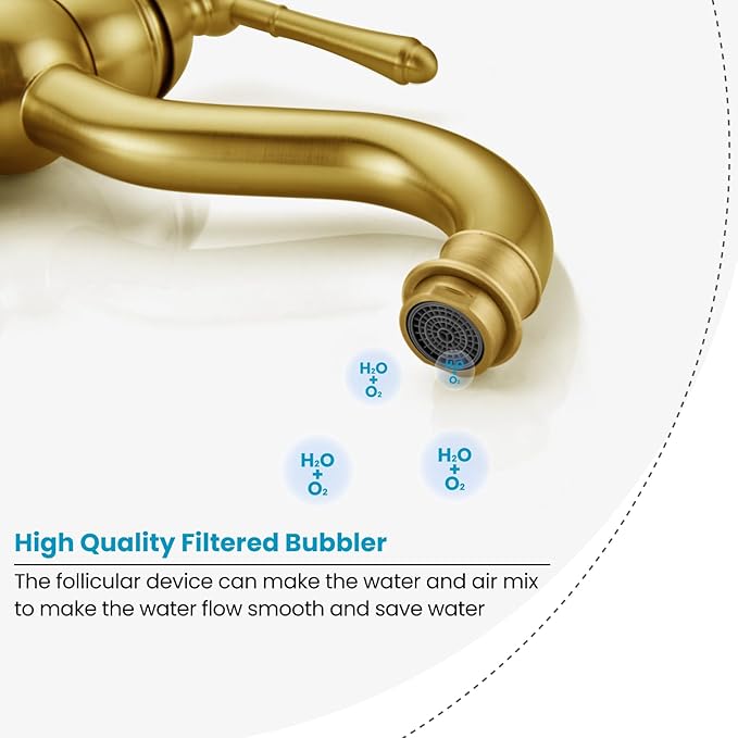 gotonovo Vessel Sink Faucet 360° Swivel Spout Single Handle Tall Bathroom Faucet 1 Hole Farmhouse Lavatory Washbasin Mixer Tap Matching Supply Hoses, with Pop Up Drain, Brushed Gold