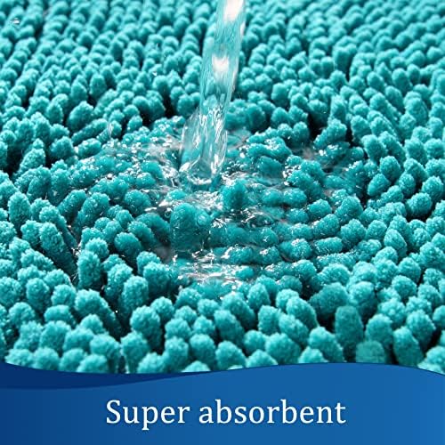 LOCHAS Luxury Bathroom Rug Shaggy Bath Mat 24 x 17 Inch, Teal Blue