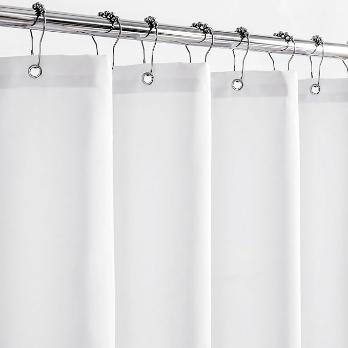 Felisa Stall Fabric Shower Curtain Liner with Large Magnets,36 x 74 inches Soft Cloth & Hotel Quality Shower Stall Curtain for Bathroom,Small Narrow Size Shower Curtain,White