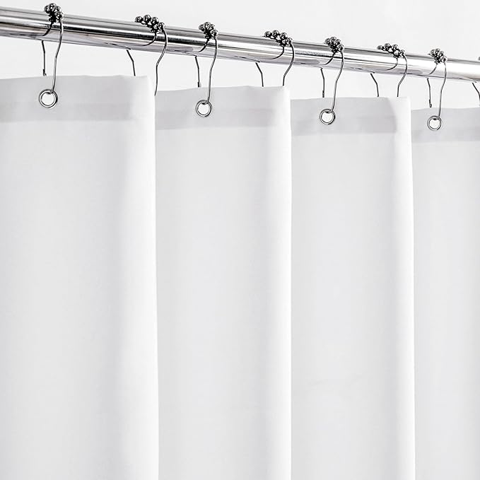 Felisa Stall Waterproof Fabric Shower Curtain Liner with Large Magnets,48 x 72 inches Waterproof & Soft Cloth Shower Curtain,Washable White Shower Curtain for Bathroom,Cortinas de Baño