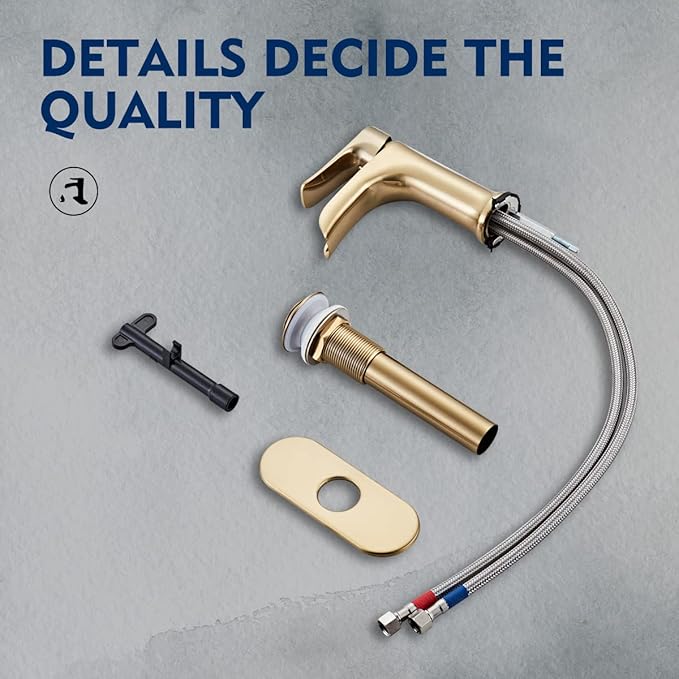 Brushed Gold Bathroom Faucet Yundoom Waterfall Single Hole Single Handle Bathroom Sink Faucet with Pop Up Drain bath05
