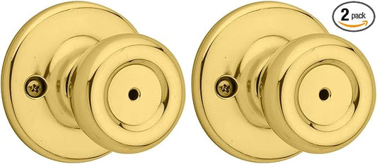 Kwikset 93001-923 Tylo Privacy Bed/Bath Knob in Polished Brass (Pack of 2)