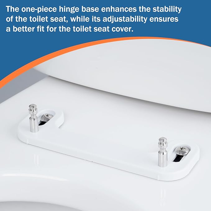 Universal Toilet Seat Elongated with Soft Close Cover, Oval Toilet Seat Replacement with Toilet Bolts Hinge and Bumpers, Compatible with Kohler, American Standard, TOTO, One-click Release, White