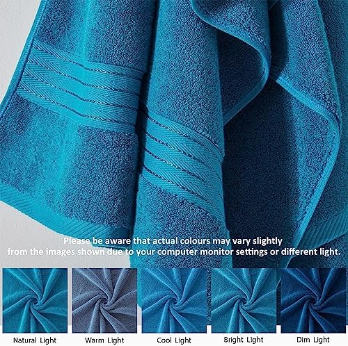 COZYART Luxury Hand Towels 4 PCS, Teal 100% Turkish Cotton 650 GSM