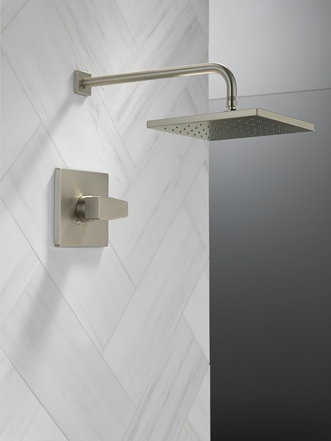 Delta Faucet Modern Raincan Square Single-Function Shower Valve Trim Kit Brushed Nickel, Shower Faucet Set, Rainfall Shower Head, Spotshield Stainless T14268-SP-PP (Valve Not Included)