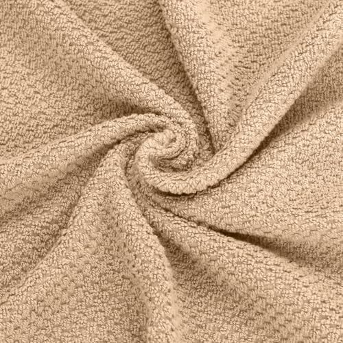 Feather & Stitch 100% Cotton 625 GSM Bath Towel Set of 6, Ultra Soft Highly Absorbent 2 Bath Towels, 2 Hand Towels & 2 Washcloth - Luxury Quick Dry Shower Towels (Taupe)
