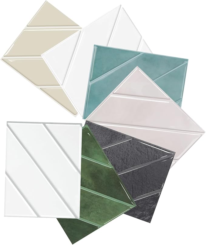 STICKGOO Herringbone Peel and Stick Backsplash Sample Kit, 6.3 x 4.9 in | Quarter-Size Color Samples, Preview the Look and Feel Before Buying, Multiple Colors, Thicker Vinyl, Kitchen/Bathroom
