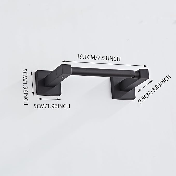 Matte Black Toilet Paper Holder Wall Mount, Bathroom Toilet Paper Holder for SUS 304 Stainless Steel, Double Post Pivoting Square Toilet Paper Roll Holder for Bathroom RV Paper Towels for TP