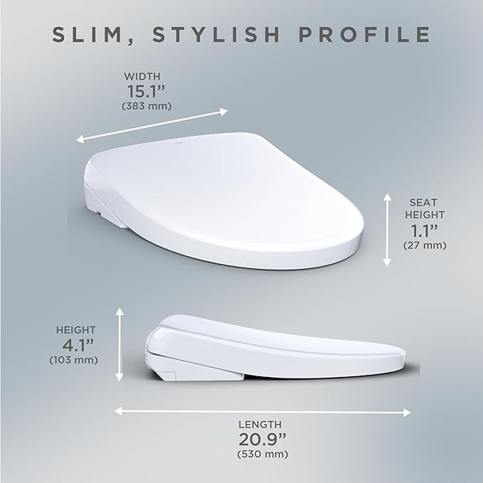 TOTO® WASHLET®+ S7 Electronic Bidet Toilet Seat with EWATER+® Bowl and Wand Cleaning and Contemporary Lid, Elongated, Cotton White - SW4726AT40#01