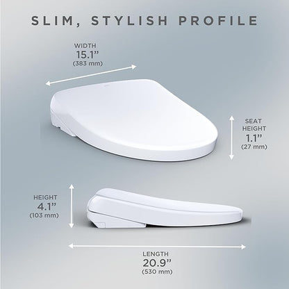 TOTO® WASHLET®+ S7A Electronic Bidet Toilet Seat with EWATER+® Bowl and Wand Cleaning, Auto Open and Close Contemporary Lid, Elongated, Cotton White - SW4736AT40#01