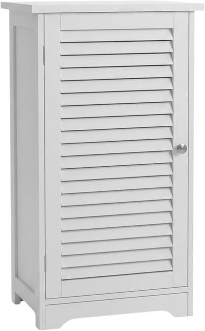 Lavish Home Bathroom Cabinet - Freestanding Storage Organizer for Towels or Laundry Room - Adjustable Shelf and Shutter Style Door (White)