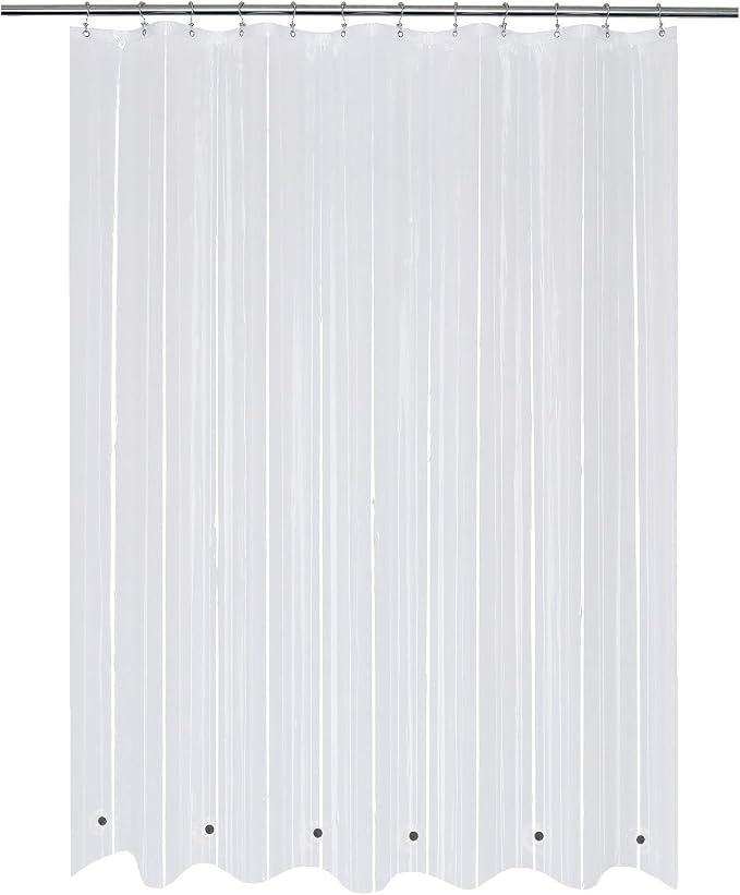 Mrs Awesome Shower Curtain Liner Heavy Duty with 6 Magnets Clear | Premium Thick PEVA, 12 Rustproof Grommets, Waterproof Plastic Shower Curtain Standard Size 72 x 72 inch for Bathroom