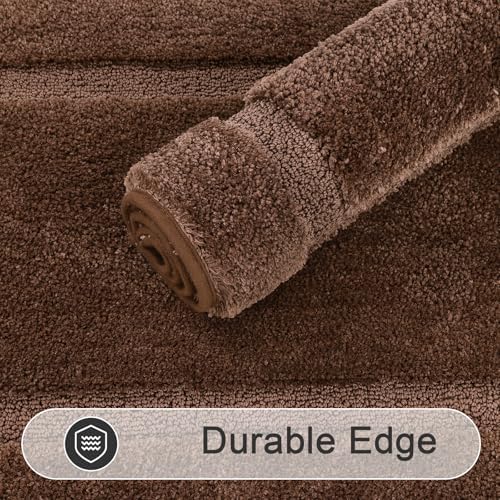 SHACOS Soft Microfiber Dark Brown Bathroom Rugs Sets 2 Pieces 32x20 inch