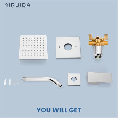 Airuida Shower Faucet Set,6 Inch Shower Valve Kit,Chrome Polish | Male Threads,Rough-in Valve Shower Trim Kit,Single Handle Control Shower Set