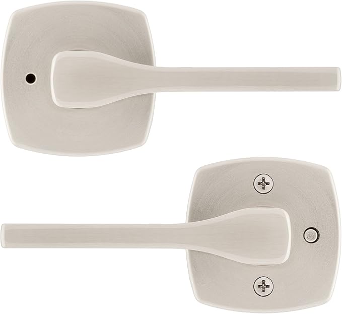 Kwikset Tripoli Lever Interior Privacy Door Handle with Lock, Door Lever for Bathroom and Bedroom, Satin Nickel Reversible Keyless Turn Lock, with Microban Protection (Pack of 10)