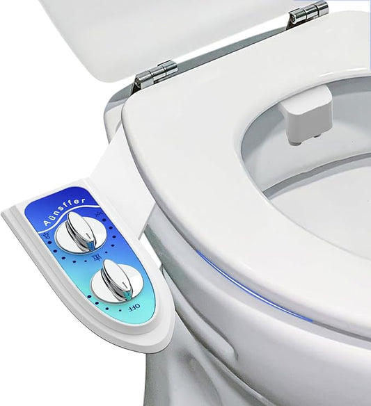 Bidet Attachment for Toilet, Non-Electric Fresh Cold Water, Toilet Bidet with Dual Nozzles Sprayer, Adjustable Water Pressure Control, 3 Modes Wash (Feminine/Bidet Wash + Self-Cleaning)