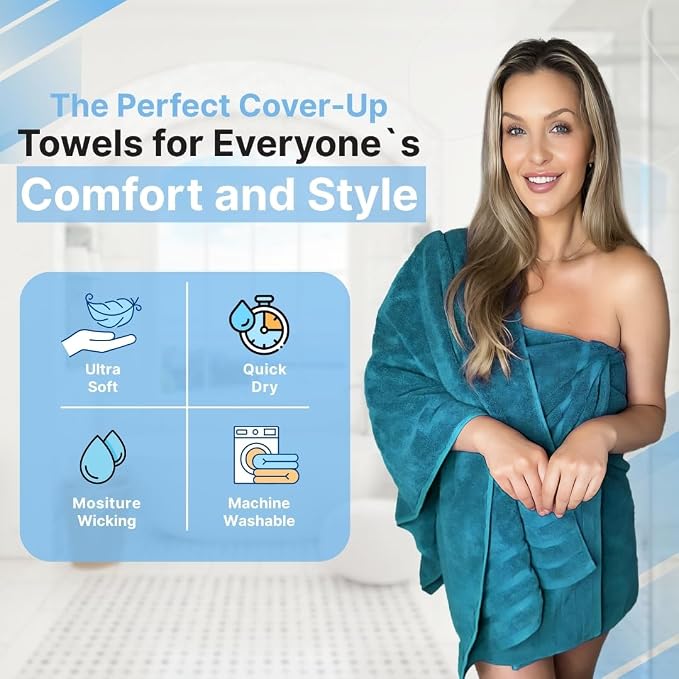 Infinitee Xclusives 100% Ring-Spun Cotton Bath Towels for Bathroom - Pack 2 | Luxury Super Soft, Absorbent & Quick-Drying |27x54 inches| Large Bathroom Towels Set |600 GSM| Gym, Shower, Spa & Hotel Use