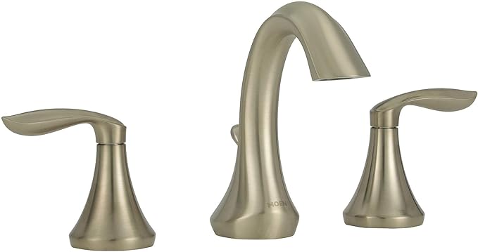Moen Eva Brushed Nickel Two-Handle High-Arc Widespread Bathroom Faucet, Bathroom Faucets for Sink 3 Hole Setup with Drain Trim, (Valve Required), T6420BN