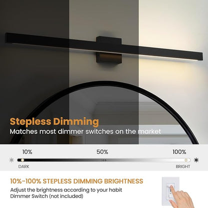 Modern Bathroom Lighting Fixtures Over Mirror, 39 Inch 30W Black Vanity Light Bar for Bathroom, Dimmable 5CCT LED Bathroom Wall Light Fixtures