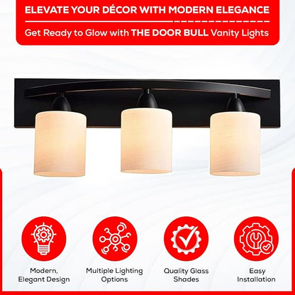 3-Light Bathroom Vanity Light Fixture – Oil Rubbed Bronze | Modern Frosted glass shades with E26 socket. Matte Wall sconce lighting perfect over mirror, kitchen, hallway, or entryway