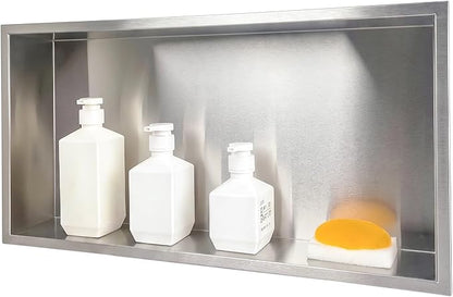 No Tile Needed Shower Niche for Shower Room Storage,Recessed Wall Niche Insert,Stainless Steel 304 (Brush, 12 * 24 in)