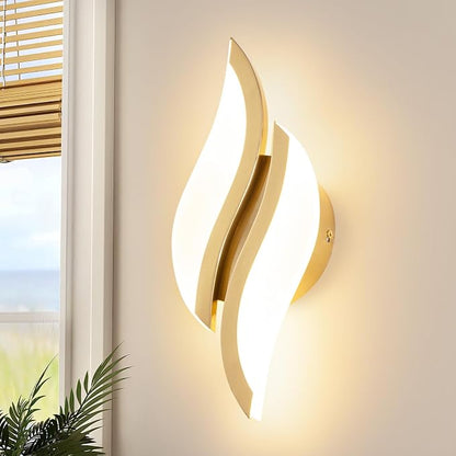 CANEOE Modern LED Wall Sconce 3000K Gold Indoor Wall Light Fixtures Acrylic Wall Sconce Lighting for Living Room Bedroom Bedside Bathroom Hallway Stairway Wall Lamp (Gold, 1 Pack, 3000K)