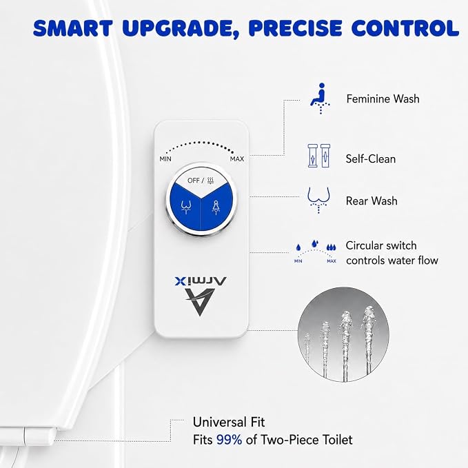 Bidet Attachment for Toilet, Dual Nozzle, Self-Cleaning, Adjustable