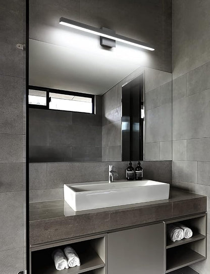Joossnwell 35.4 inch Black Vanity Light Fixtures Industrial Bathroom Lighting Aluminum LED Sconce Lights for Over Mirror 22W 6000K