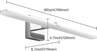 30 inch Chrome Bathroom Vanity Lights Modern Bathroom Wall Lighting Fixtures 22W LED Vanity Light Bar for Bath