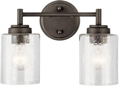 KICHLER 45885BK Winslow Vanity, 2-Light 150 Total Watts, Black, 12.75"