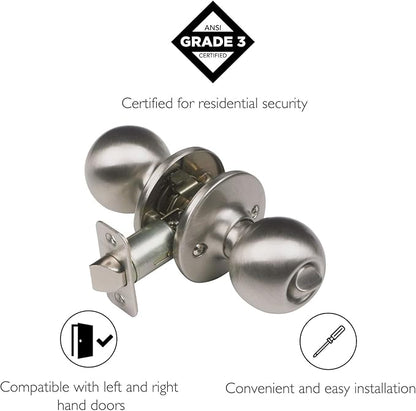 Design House 781864 Ball Privacy Bed and Bath Knob Satin Nickel