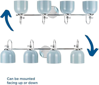 Progress Lighting Dalton Collection 33 in. 4-Light Polished Chrome Coastal Blue Vanity Light