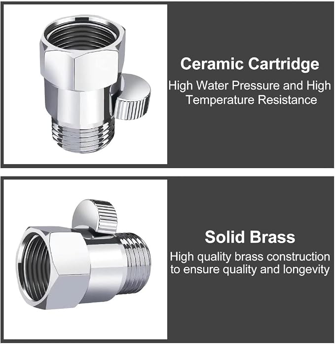 MAYYAYA Brass Shower Shut Off Valve, Flow Control, Handheld/Bidet, Nickel | Shut Off Valve, Flow Control, G1/2 NPT, Brass Body, Handle Lever, for Handheld Shower&Bidet Sprayer, Leak-Free, Nickel