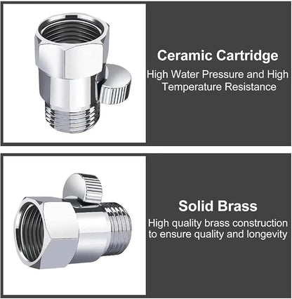 MAYYAYA Brass Shower Shut Off Valve, Flow Control, Handheld/Bidet, Nickel | Shut Off Valve, Flow Control, G1/2 NPT, Brass Body, Handle Lever, for Handheld Shower&Bidet Sprayer, Leak-Free, Nickel