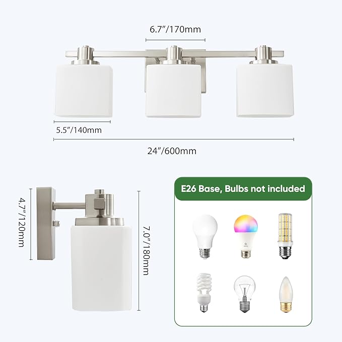 Vanity Light Fixture (Brushed Nickel, 24 inches)