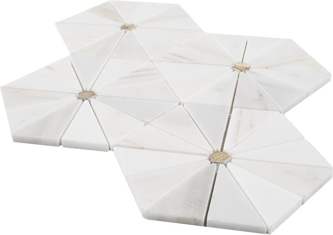 MSI Elegante Pinwheel Gold Natural Stone Mosaic Tile Sample, Mesh-Mounted, for Kitchen Backsplash, Bathroom, Floor, Shower, and Accent Wall