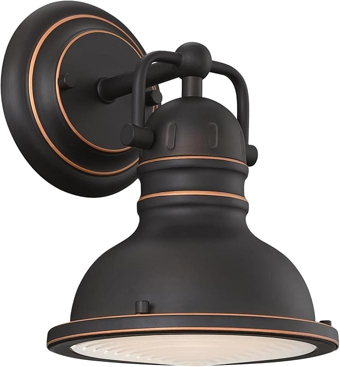 Westinghouse 6116100 Boswell Vintage-Style One-Light Indoor Wall Light Fixture, Oil Rubbed Bronze Finish with Highlights, Frosted Prismatic Acrylic Lens