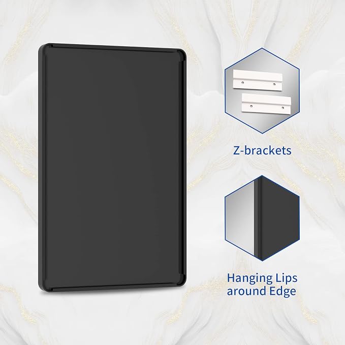 WEER Black Bathroom Mirror 22X30 Inch Metal Framed | Matte Black Bathroom Vanity Mirror, Rounded Rectangle, Tempered Glass, Anti-Rust, Hangs Horizontally or Vertically