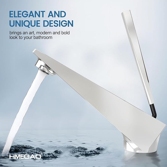 Bathroom Sink Faucet Chrome, Single Handle Brass Sink Faucet with Unique Design, Single Hole Basin Mixer for Lavatory, Vanity, RV, Modern Farmhouse, Suitable for 1 Hole