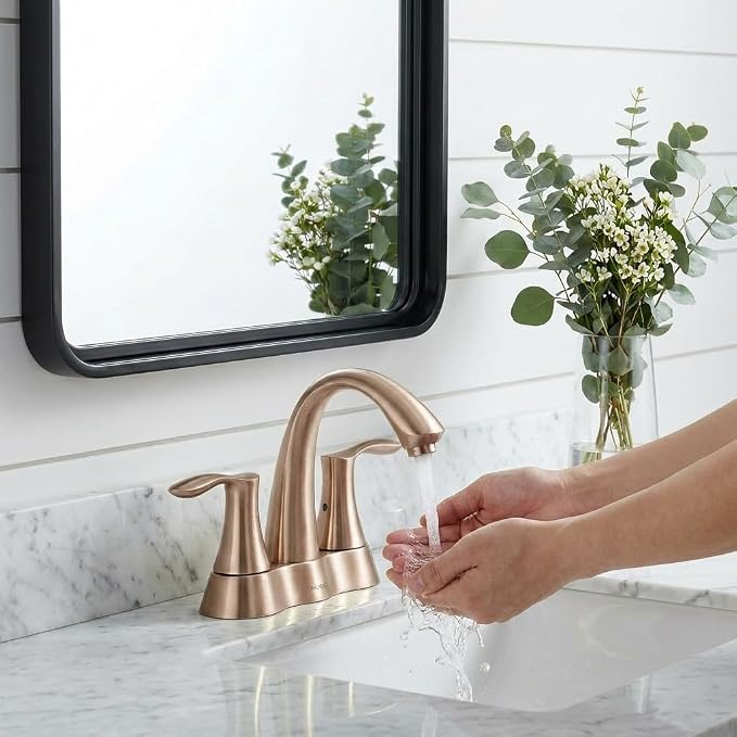 Champagen Gold Bathroom Faucet 3 Hole, 2 Handle Bathroom Sink Faucet, 4 Inch Centerset Bathroom Faucet with Drain Assembly, BF423-CB