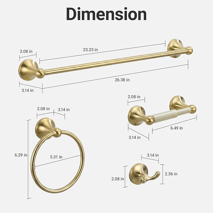 24-Inch Wall Mounted Towel Racks for Bathroom, 4-Piece Towel Bar Set | Rust-Resistant SUS 304 Stainless Steel, 4-Piece Towel Bar Set, Space-Saving Design, Easy Mount for Bath Towel Storage Home