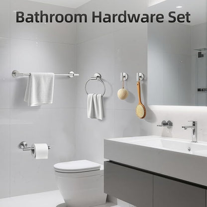 Brushed Nickel Bathroom Hardware Set 10 PCS, Towel Bar Set Brushed Nickel, Bathroom Accessories Fixtures Stainless Steel, Towel Racks for Bathroom, Bathroom Towel Holders, Towel Hooks & Rings, 19in