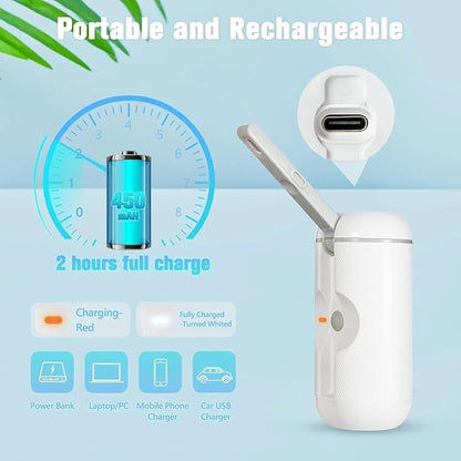 Portable Bidet for Travel, 500ml Travel Bidet, Bidet Sprayer with Peri Bottle for Women/Man, Handheld, Rechargeable Electric Bidet High Pressure, Douche Bottle for Postpartum, Hemorrhoid (White)
