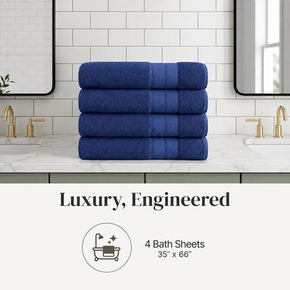 Modern Threads 4-Pack SpunLoft Bath Sheet Navy 35x66