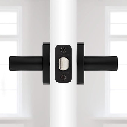 Kwikset Tripoli Lever Interior Passage Door Handle, Lever for Closet and Hallway Doors, Reversible Non-Locking Handle Lever, Matte Black, with Microban Protection (Pack of 2)