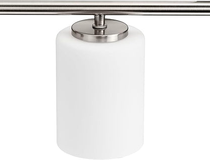 Progress Lighting Replay Collection 48 in. 6-Light Brushed Nickel Etched White Glass Modern Bath Vanity Light