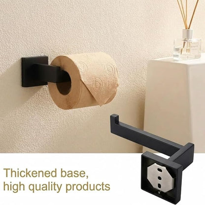 Matte Black Bathroom Hardware Set, 5-Piece Premium SUS304 Stainless Steel Bath Accessories, 23.6 Inch Black Towel Bar Rack, Heavy Duty Square Fixtures for Modern Home
